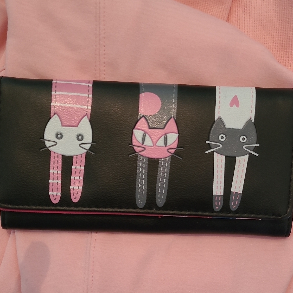 Pink and Black Kawaii Cat Wallet